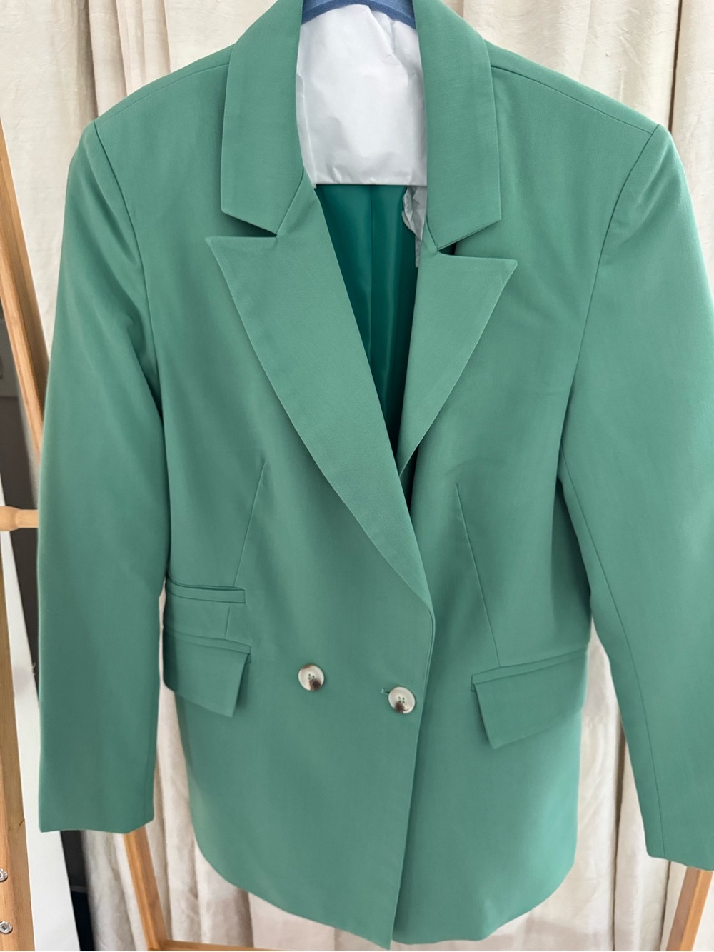 Women's Mint Green Double-Breasted Blazer
